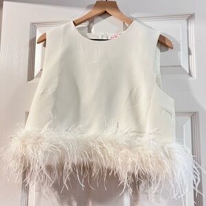 Beautiful Top with faux feathers